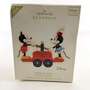 Hallmark Keepsake Ornament Disney Mickey Minnie Riding The Rails Magic Motion